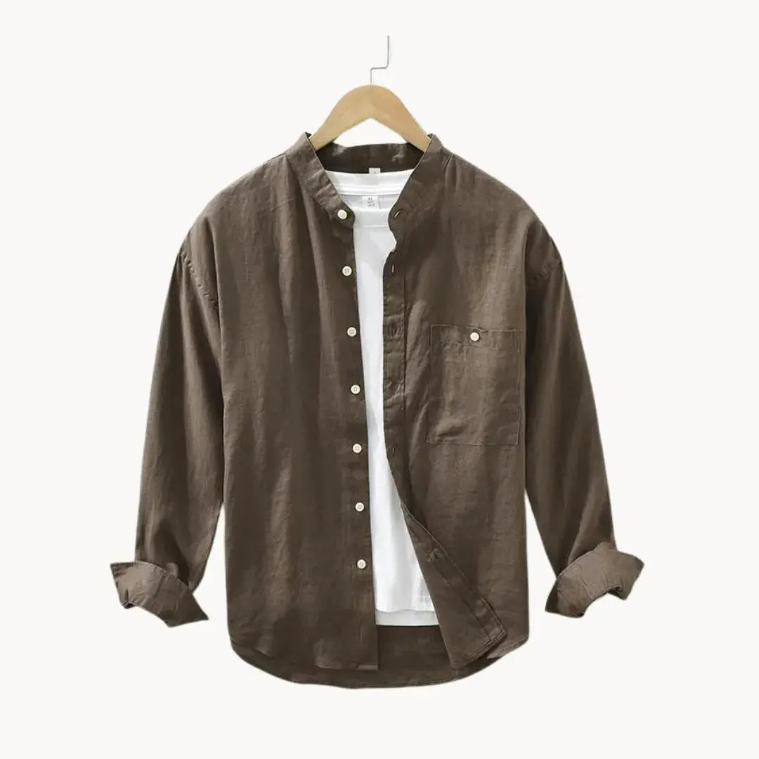 Prestige Linen Casual Shirt Slim Fit With Chest Pocket Washed Dye For Summer Unisex By Street-Wave