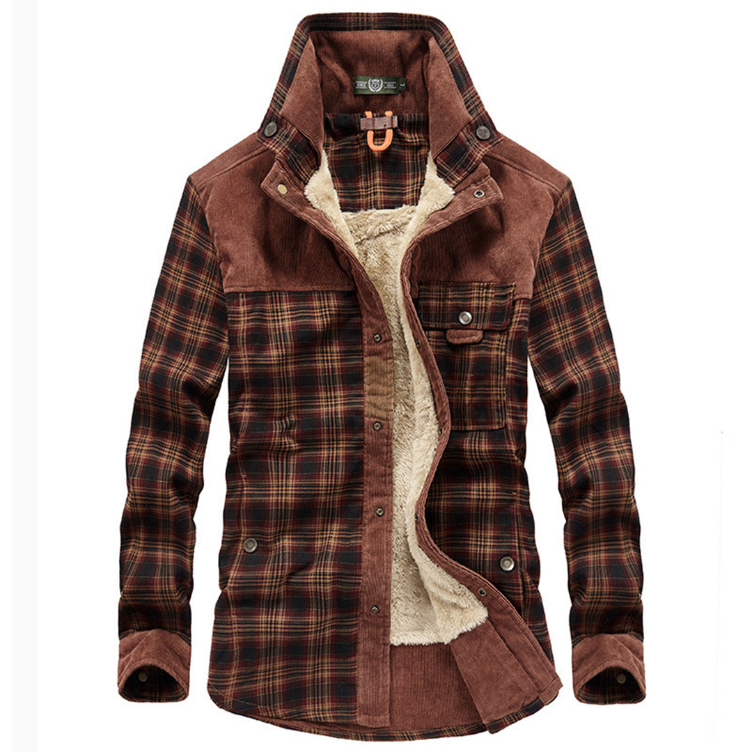 Street-wave Matthews Casual Plaid Jacket With Cozy Sherpa Lining For Men Effortless Style