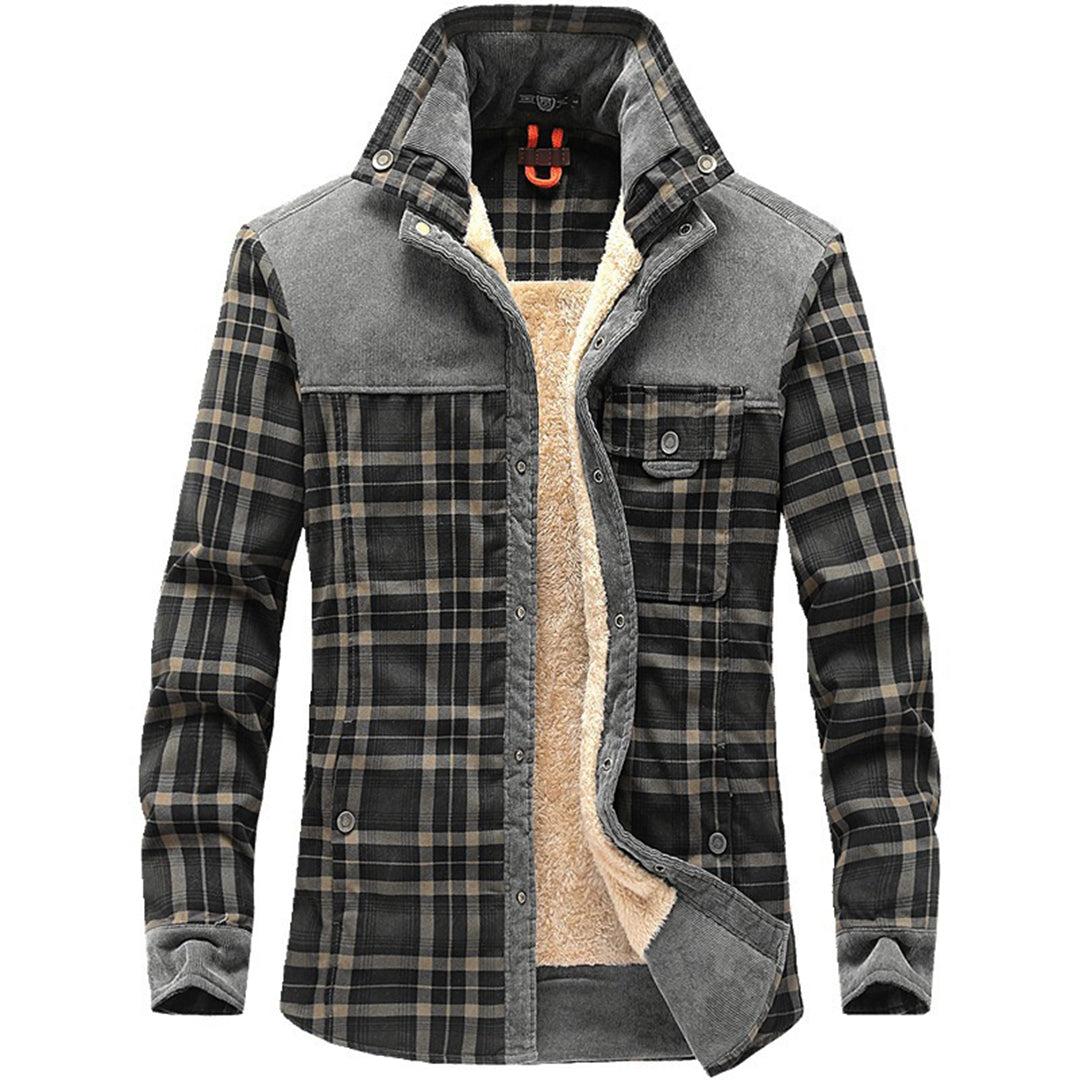 Street-wave Matthews Casual Plaid Jacket With Cozy Sherpa Lining For Men Effortless Style