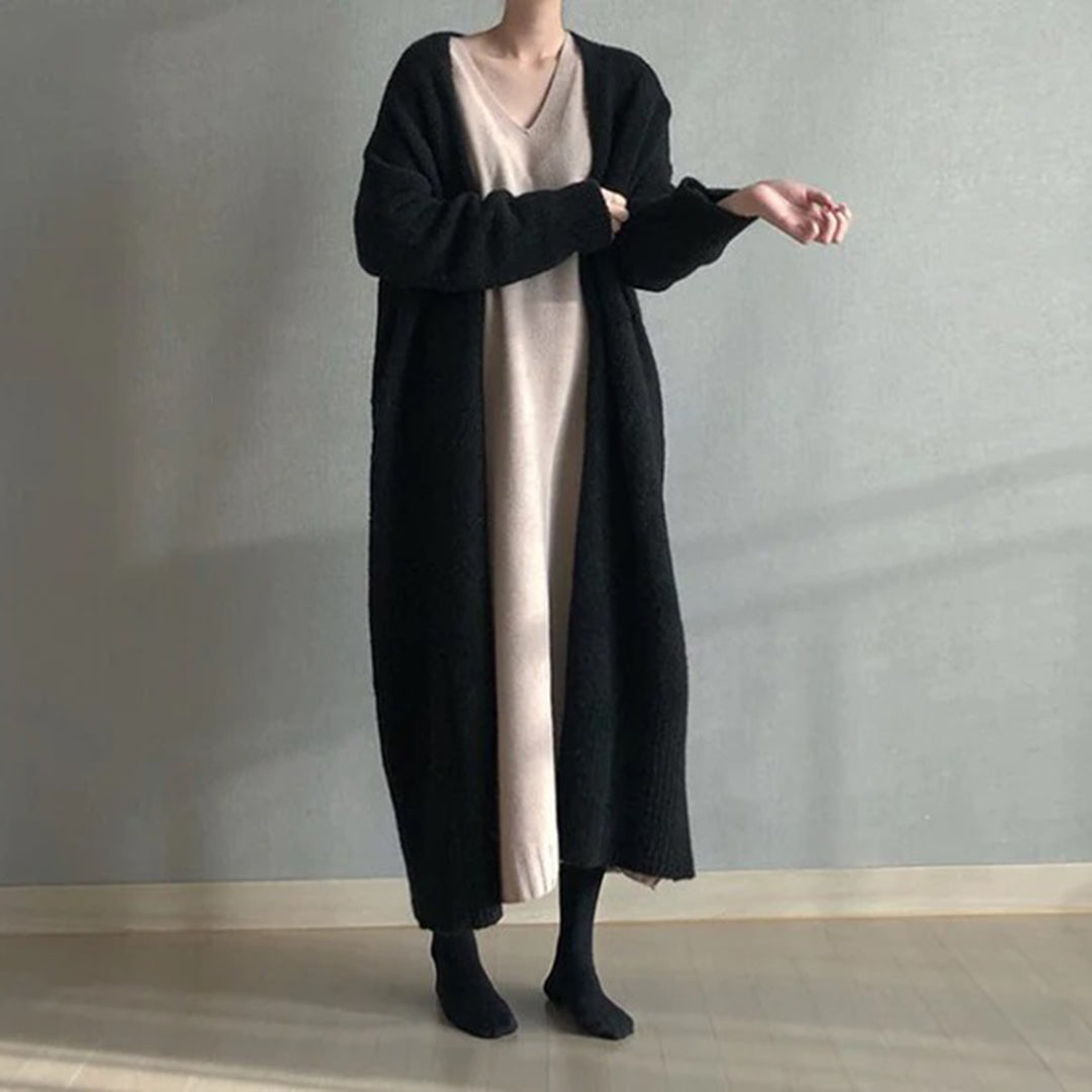 Street-Wave Womens Cozy Long Autumn Jacket Cotton Blend Cardigan For Effortless Chic