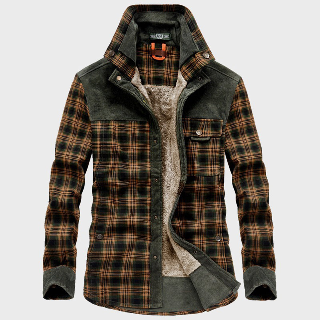 Street-wave Matthews Casual Plaid Jacket With Cozy Sherpa Lining For Men Effortless Style