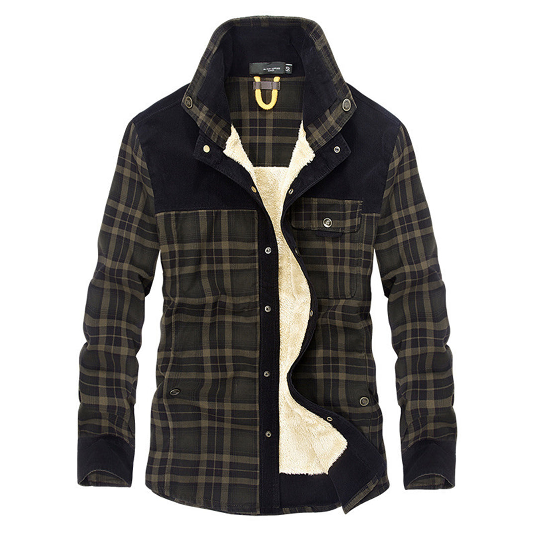 Street-wave Matthews Casual Plaid Jacket With Cozy Sherpa Lining For Men Effortless Style