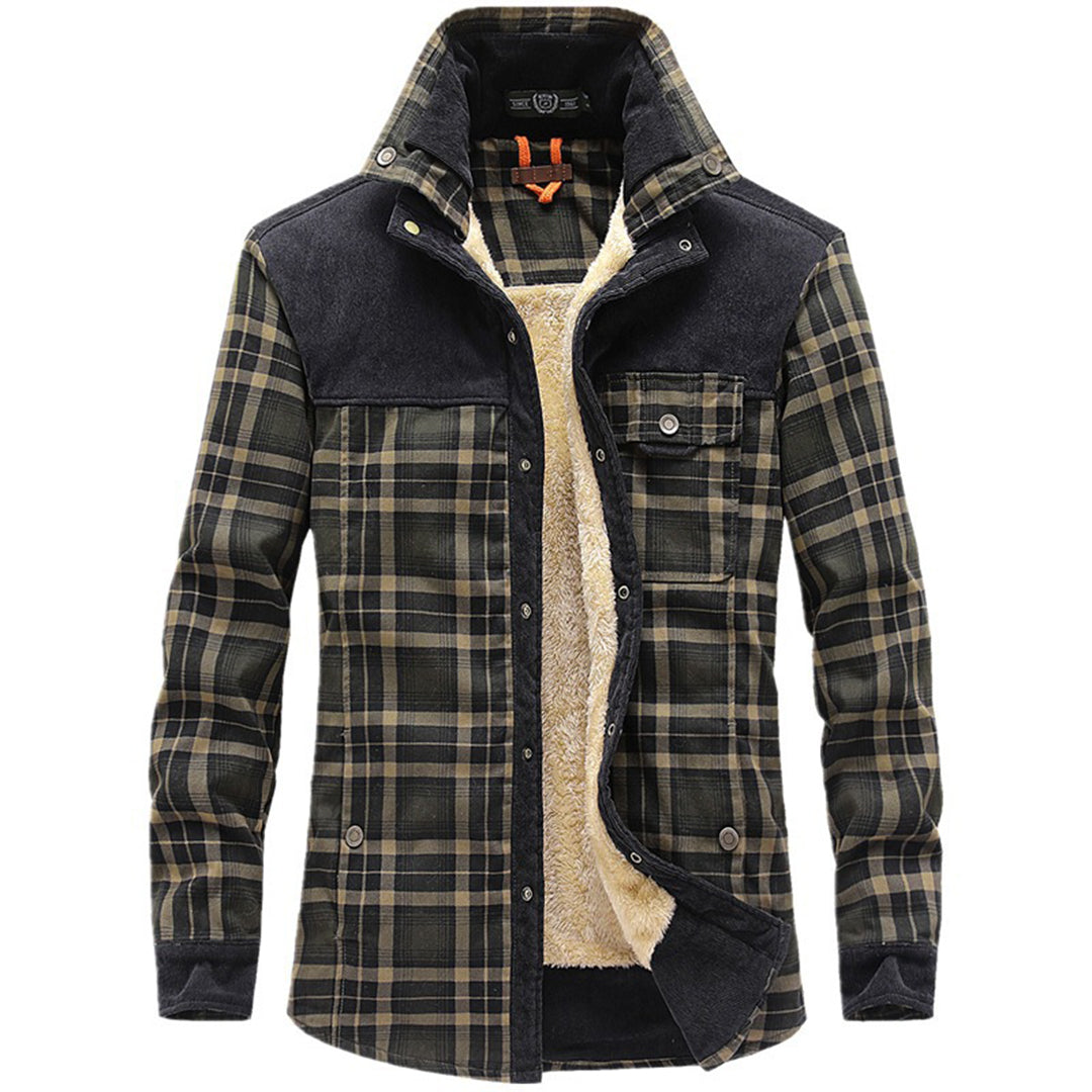 Street-wave Matthews Casual Plaid Jacket With Cozy Sherpa Lining For Men Effortless Style