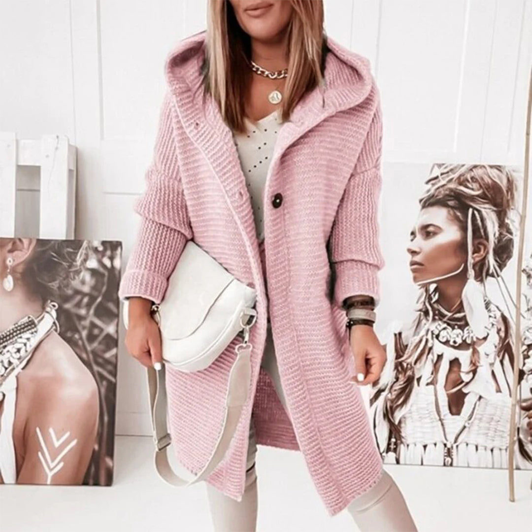 Street-Wave Hooded Knit Cardigan Acrylic Cozy Warmth Timeless Elegance For Women Versatile Outerwear