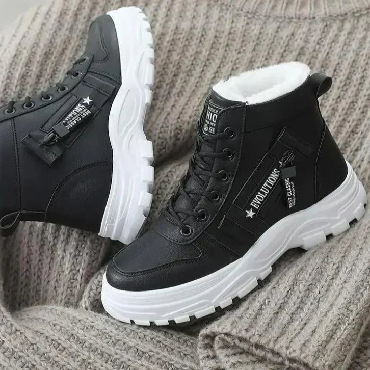 Street-wave Waterproof Women's Winter Boots With Soft Fleece Lining For Cold Wet Days Warm Durable