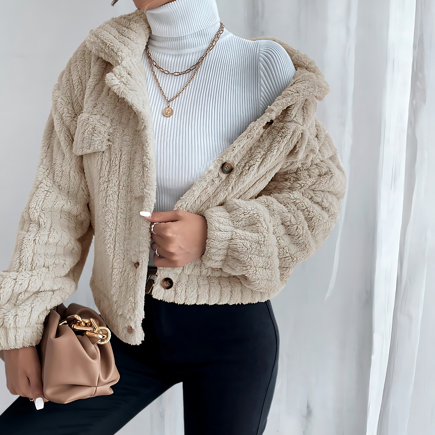 Street-Wave Teddy Jacket For Women Soft Plush Warmth With Handy Pockets Cozy Winter Essential