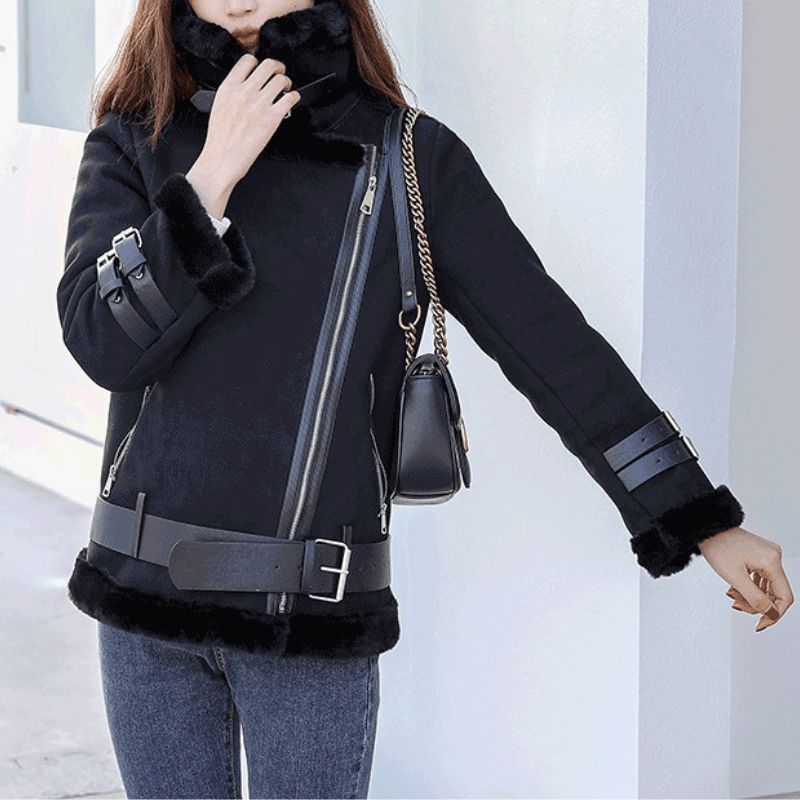 Street-Wave Warmie Autumn Jacket For Women With Cozy Shearling Lining And Elegant Warmth Luxe Style