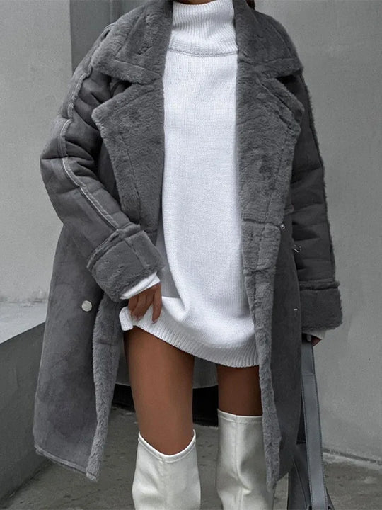 Street-Wave Thick Long Coat For Chic Women, Cozy Warmth And Flattering Silhouette Outerwear