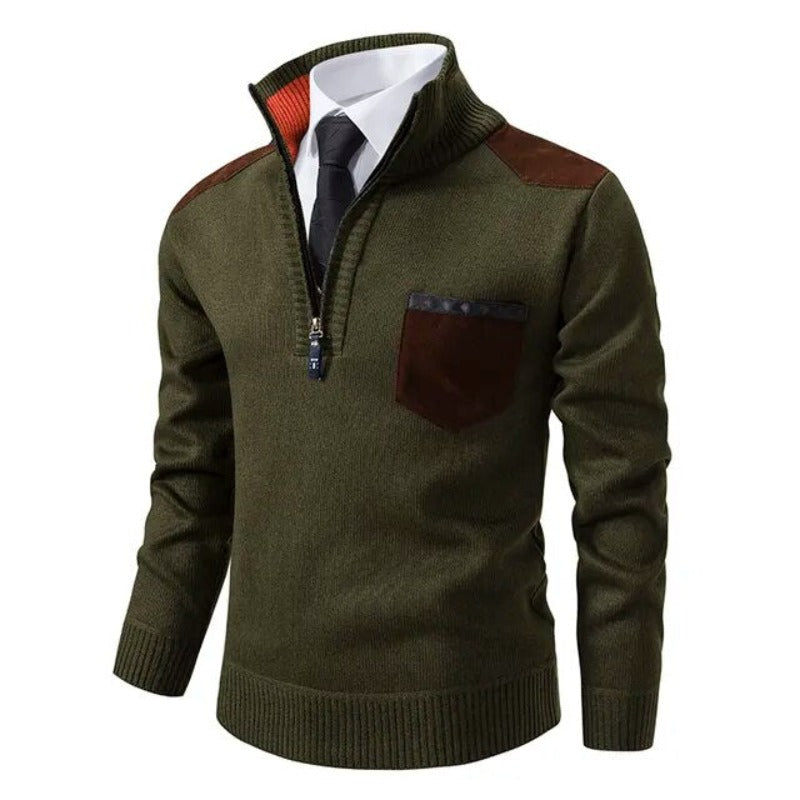 Street-wave Mens Knit Pullover With Half Zip Cozy Warmth For Everyday Casual Wear