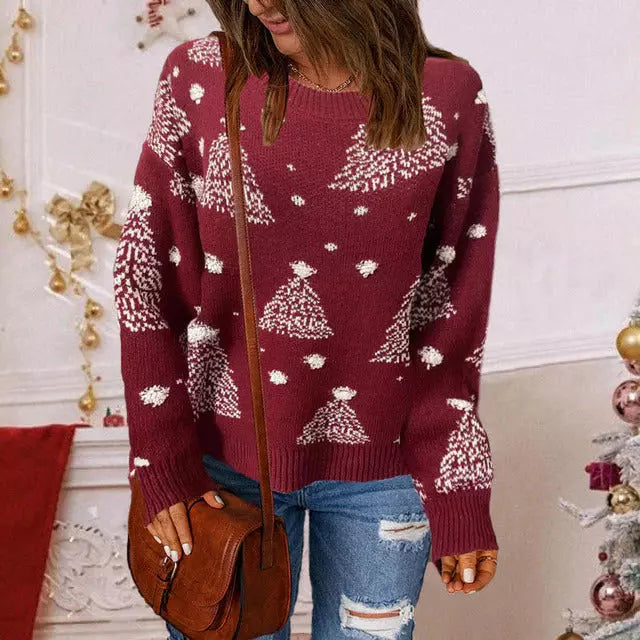 Street-Wave Women's Cozy Knit Sweater With Relaxed Fit Cotton Acrylic Blend All Season