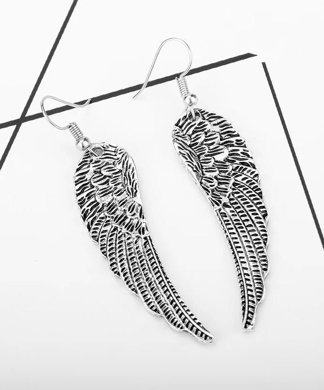 Boucles d'oreilles créoles ailes d'ange en argent sterling style punk rétro - Street-Wave