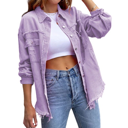 Streetwave Women Distressed Orange Denim Jacket Jules Style for Casual to Dressy Looks