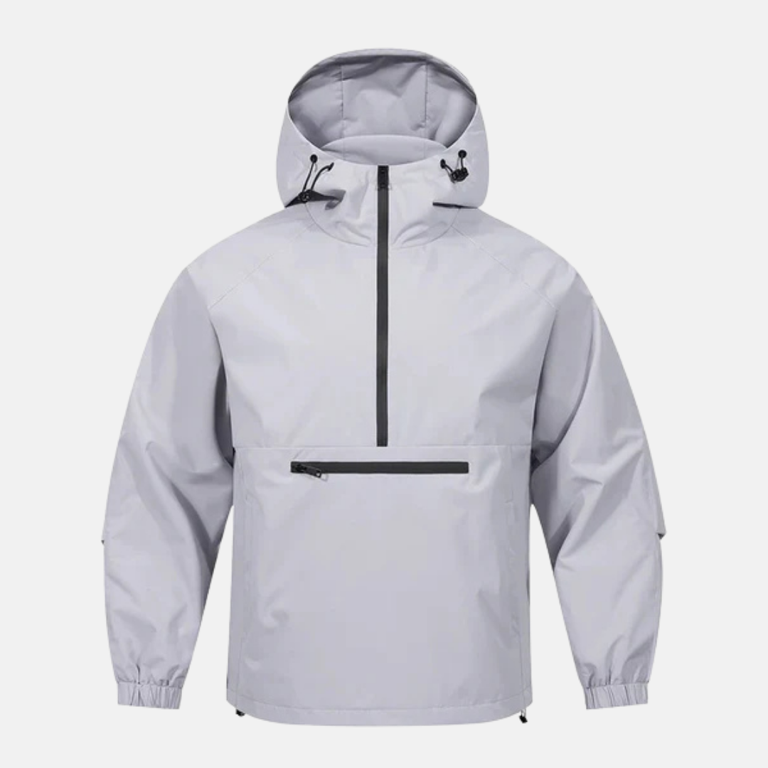 Men's Woven Blend Anorak Jacket Hooded High Neck Loose Fit Hip Length Outerwear Essentials