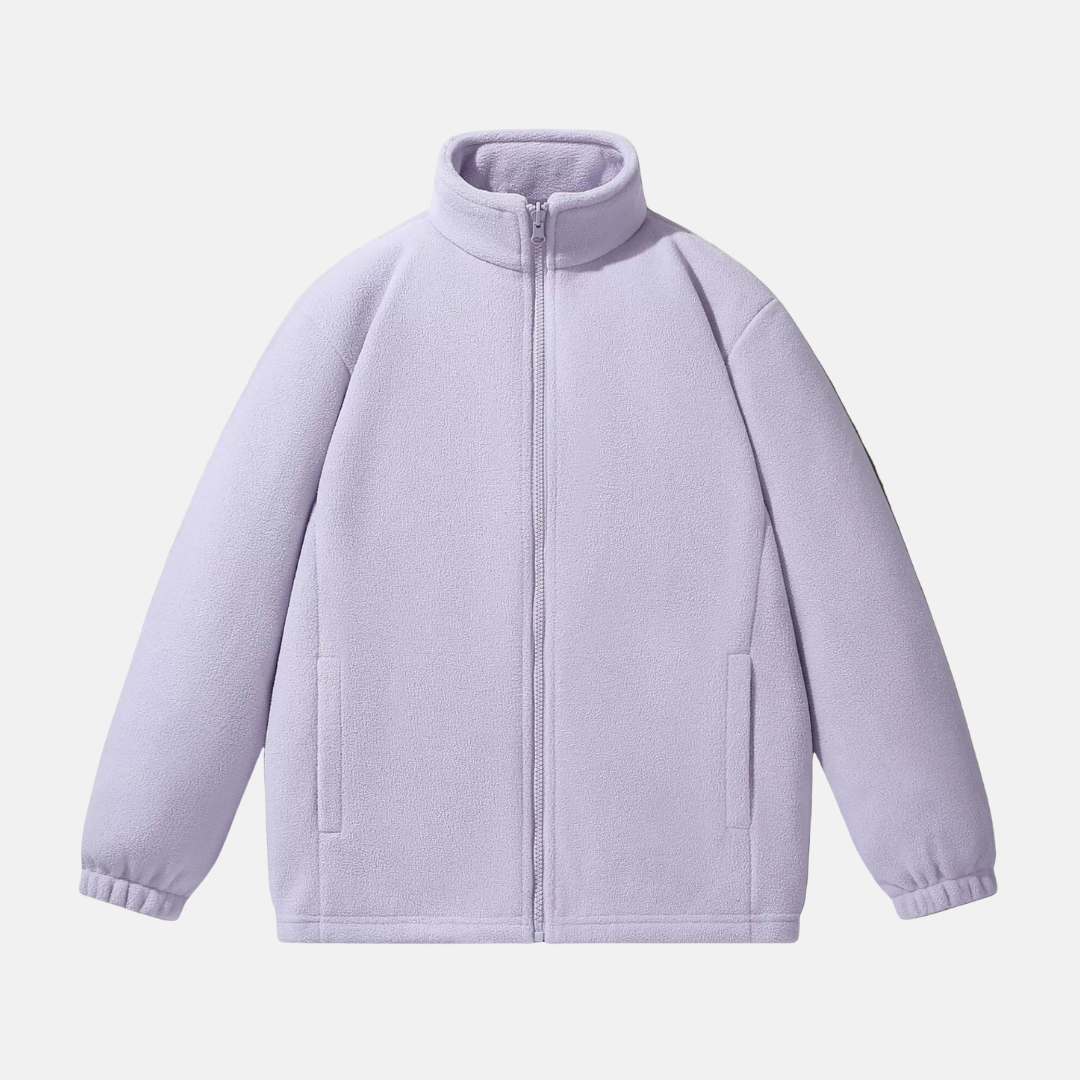 Men's Fleece Jacket With Stand Up Collar Full Zip Relaxed Fit Winter Outerwear By Street-Wave