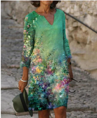 Hailey Floral V-Neck Midi Dress by Street-Wave for Women, Effortless Style