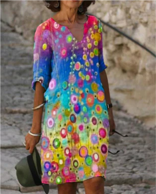 Hailey Floral V-Neck Midi Dress by Street-Wave for Women, Effortless Style