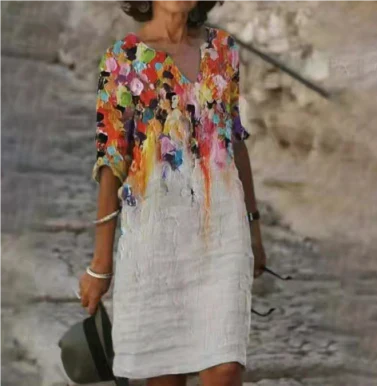Hailey Floral V-Neck Midi Dress by Street-Wave for Women, Effortless Style