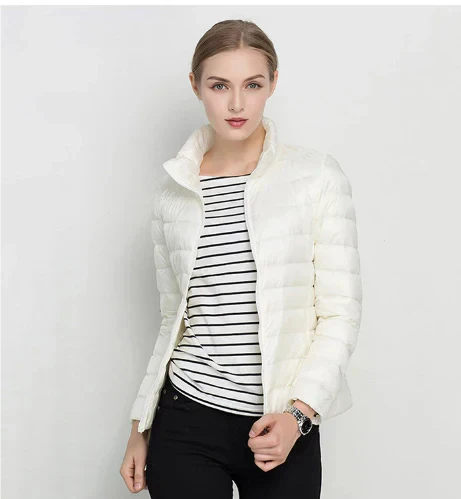Street-wave Women's Slim Fit Puffer Jacket With Notch Zip For Warmth And Modern Style