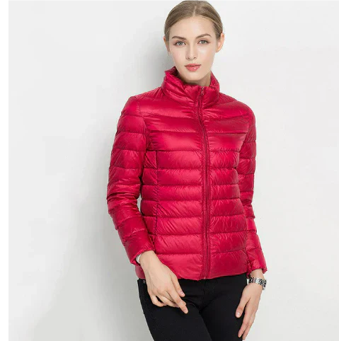 Street-wave Women's Slim Fit Puffer Jacket With Notch Zip For Warmth And Modern Style