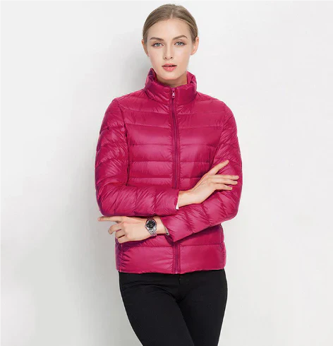 Street-wave Women's Slim Fit Puffer Jacket With Notch Zip For Warmth And Modern Style