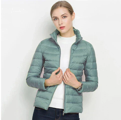 Street-wave Women's Slim Fit Puffer Jacket With Notch Zip For Warmth And Modern Style