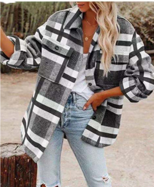 Street Wave Plus Size Plaid Jacket For Women Oversized Style Warmth And Subtle Elegance
