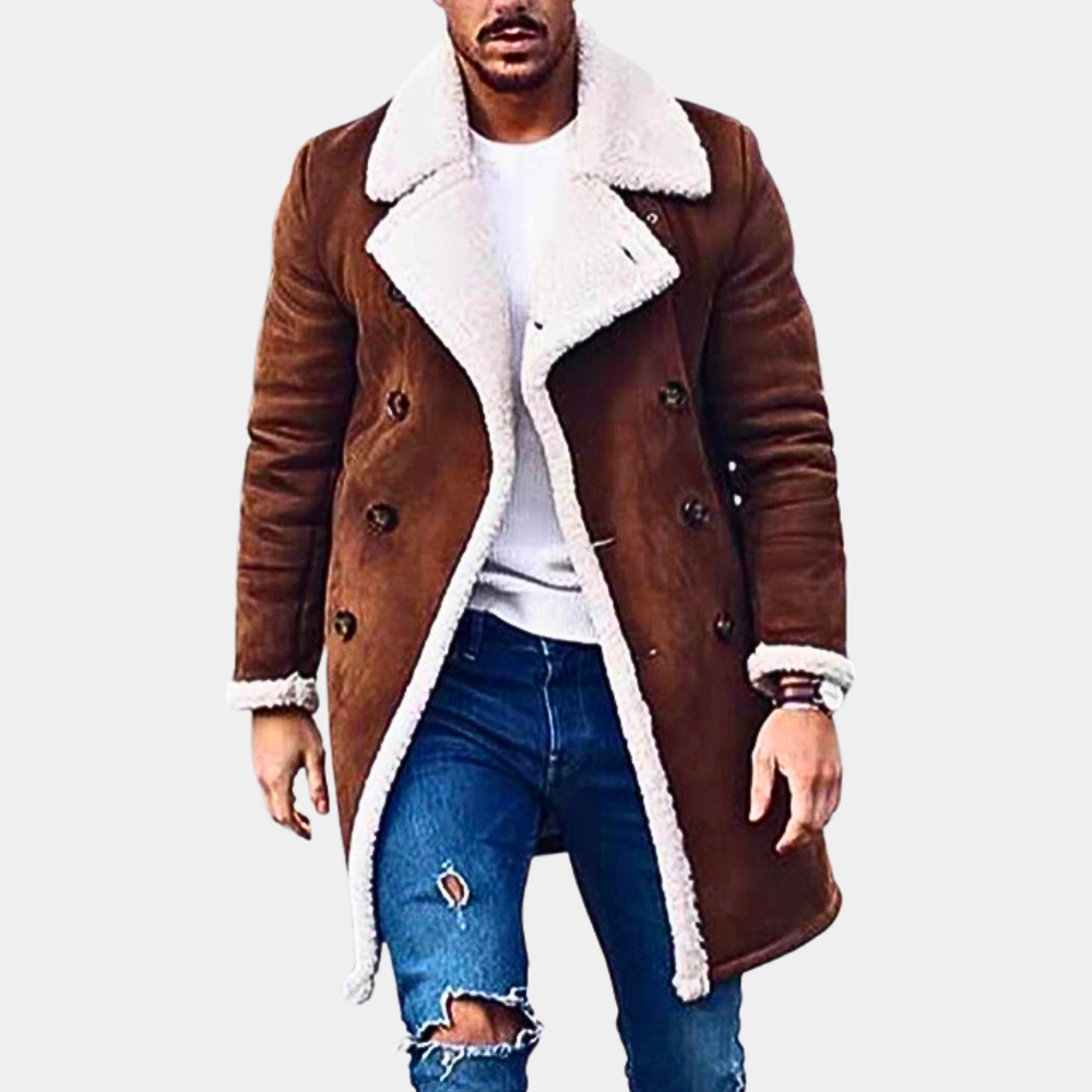 Street-wave Men's Elegant Warm Winter Coat With Shearling Lining Premium Cozy Outerwear