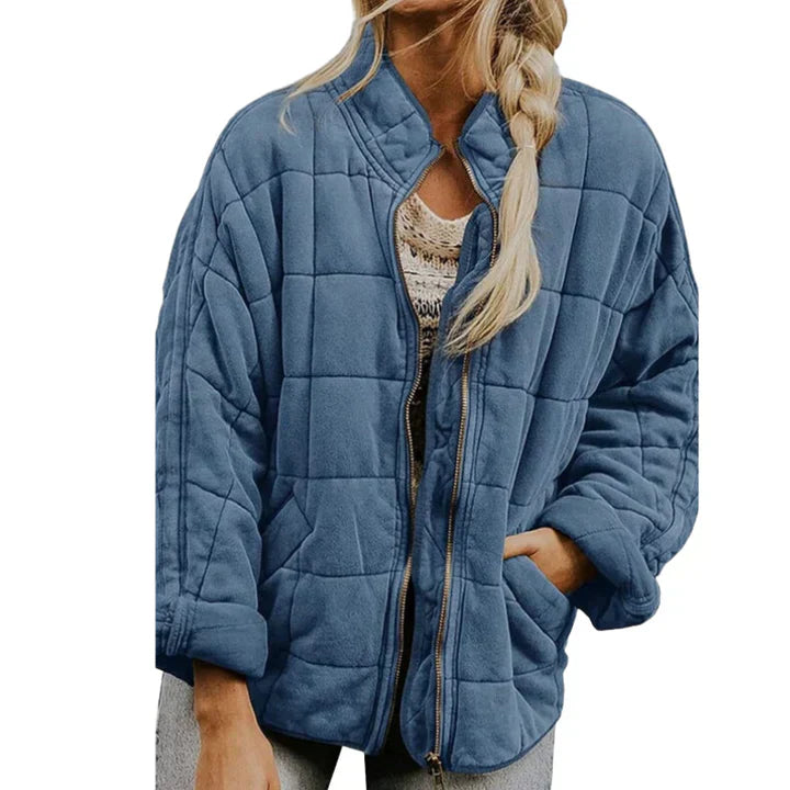 Street Wave Vintage Quilted Puffer Jacket For Women Cozy Warm Outerwear Soft Touch Fabric With Practical Pockets