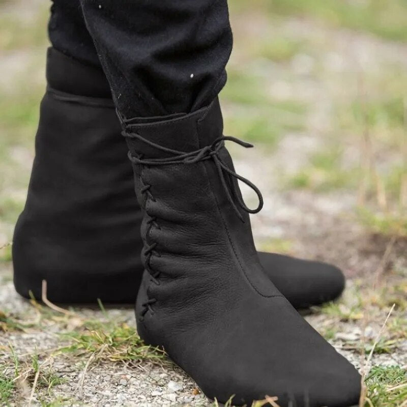 Street-wave Gerald Leather Boots For Men Durable Comfortable Medieval Style For Historical Events