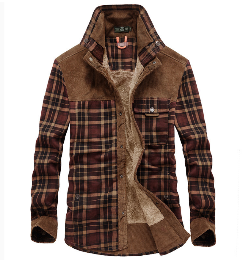 Street-wave Flannel Winter Jacket For Men With Stand Collar Premium Warmth And Style