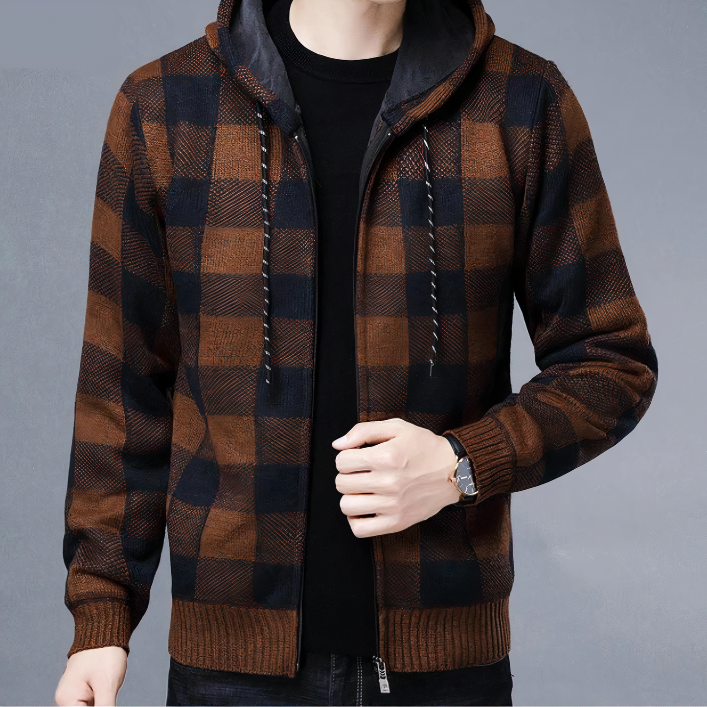 Street-Wave Hooded Plaid Jacket for Men and Women, Cozy Winter Style with Modern Fit