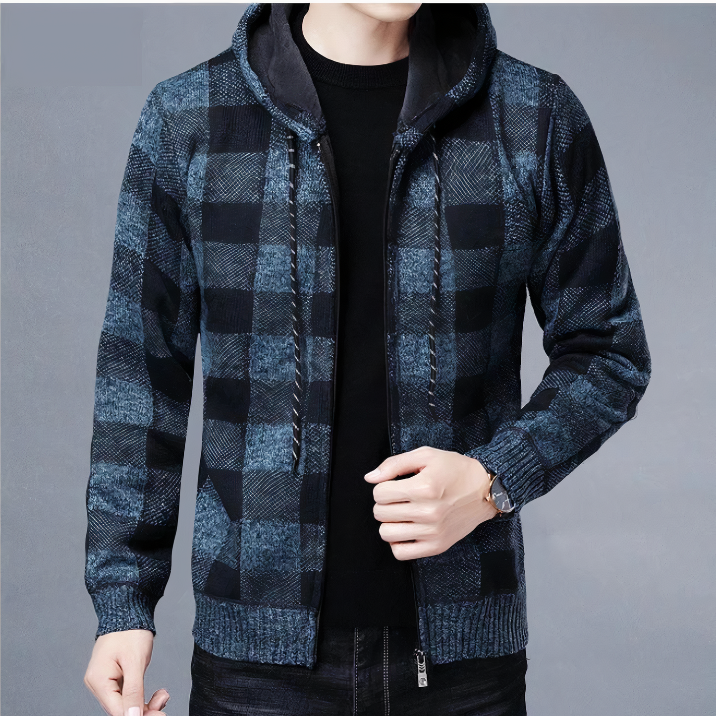 Street-Wave Hooded Plaid Jacket for Men and Women, Cozy Winter Style with Modern Fit