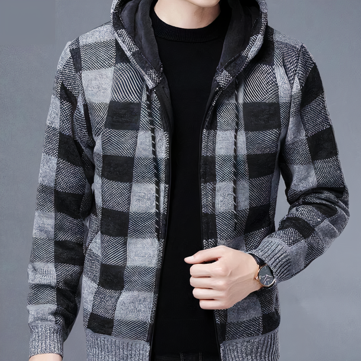 Street-Wave Hooded Plaid Jacket for Men and Women, Cozy Winter Style with Modern Fit
