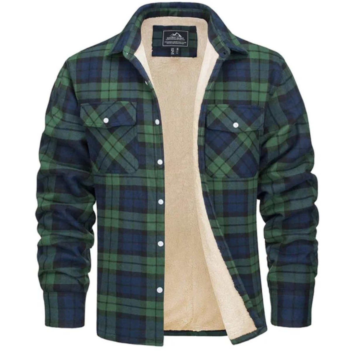 Forettern Fleece Jacket For Men Warm Checkered Street-Wave