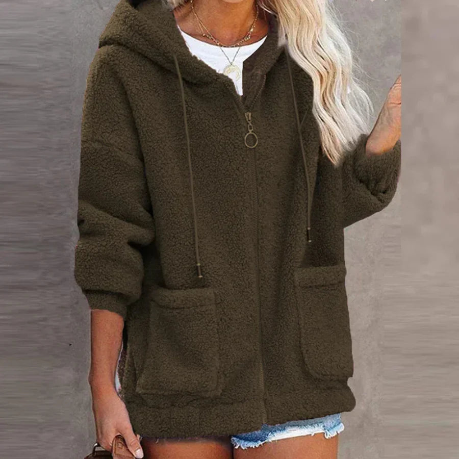 Street Wave Ramona Women's Sherpa Hoodie With Warm Fleece Lining Cozy Windproof Hooded Jacket