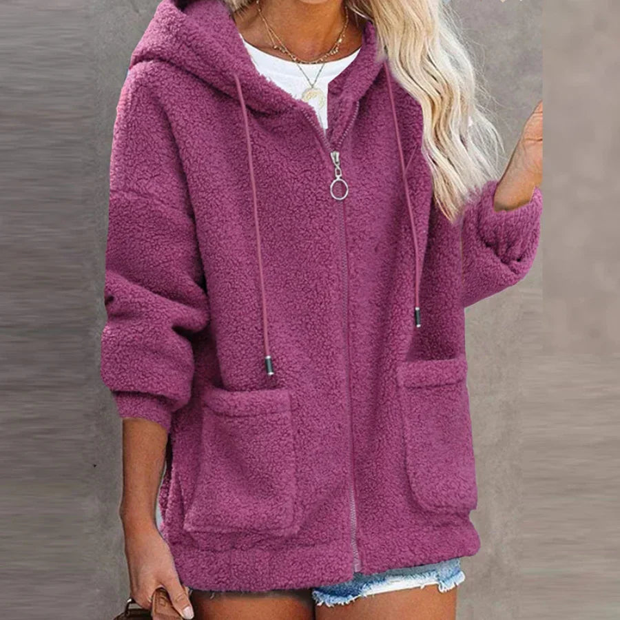 Street Wave Ramona Women's Sherpa Hoodie With Warm Fleece Lining Cozy Windproof Hooded Jacket