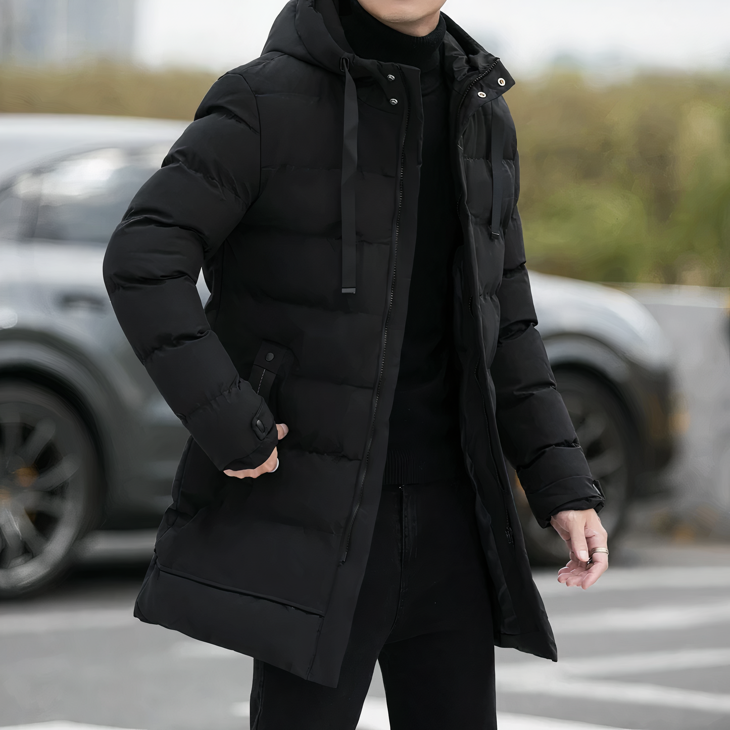 Street Wave Hooded Parka For Men Waterproof Warm Winter Coat With Modern Fit Ideal For City Winter