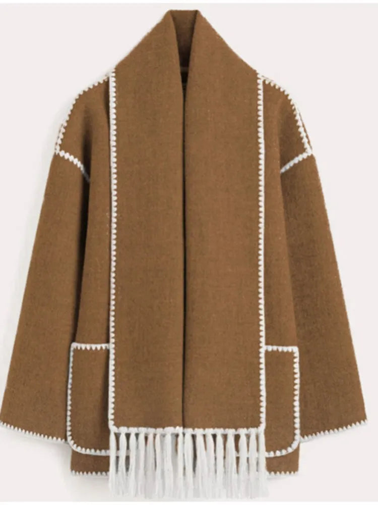 Streetwave Roose Women Warm Coat And Scarf Set For Stylish Winter Comfort And Cozy Everyday Wear