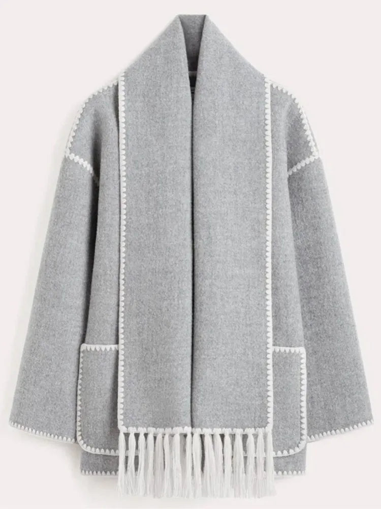 Streetwave Roose Women Warm Coat And Scarf Set For Stylish Winter Comfort And Cozy Everyday Wear