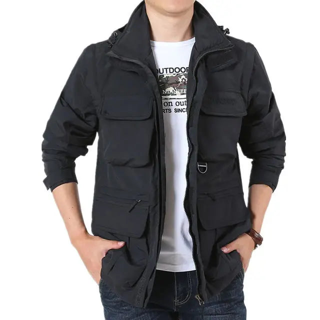 Street-wave Waterproof Autumn Jacket For Men With Detachable Hood Adventure Ready Everyday