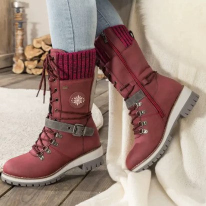 Streetwave Knit Ankle Boots With Laces Zip Strap For Women Trendy Durable Style Chic