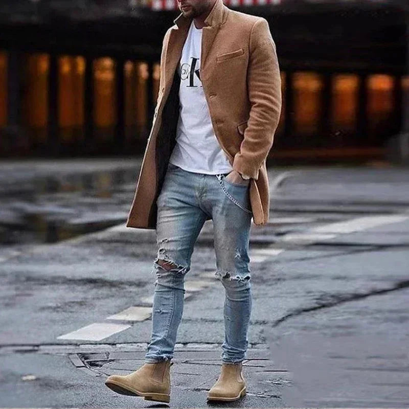 Street-Wave Trench Coat For Men Elegant Autumn Look Silhouette Flattering Comfort Must Have