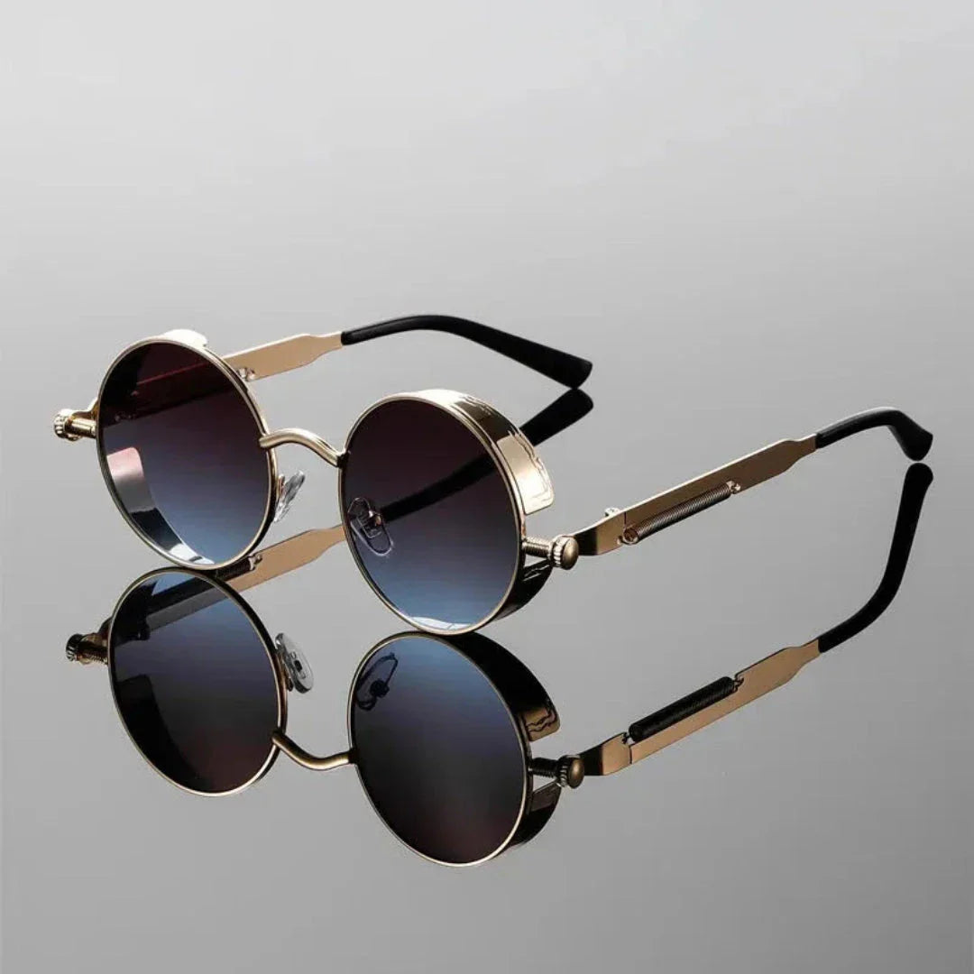 Raven Steampunk Round Sunglasses Gold Frame By Waylynn For Bold Trendsetters