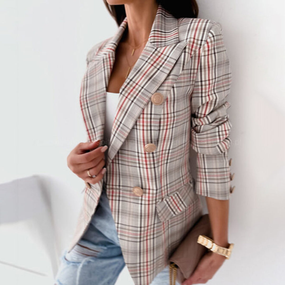Street-wave Plaid Blazer for Women Elegant Tailored Fit with Timeless Check Pattern