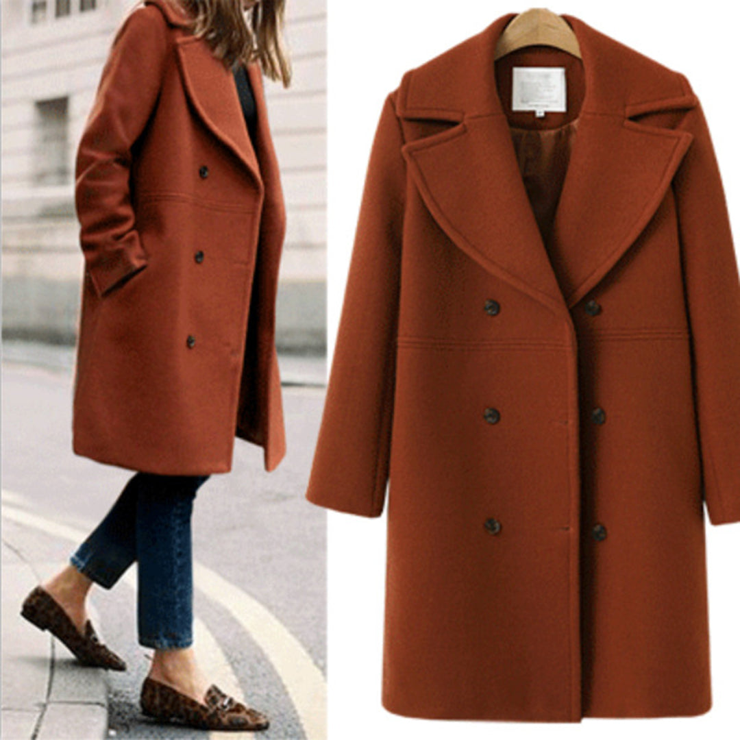 Street-Wave Women Wool Blend Winter Coat Lesia Double-Breasted Warmth With Practical Pockets Cozy Fit