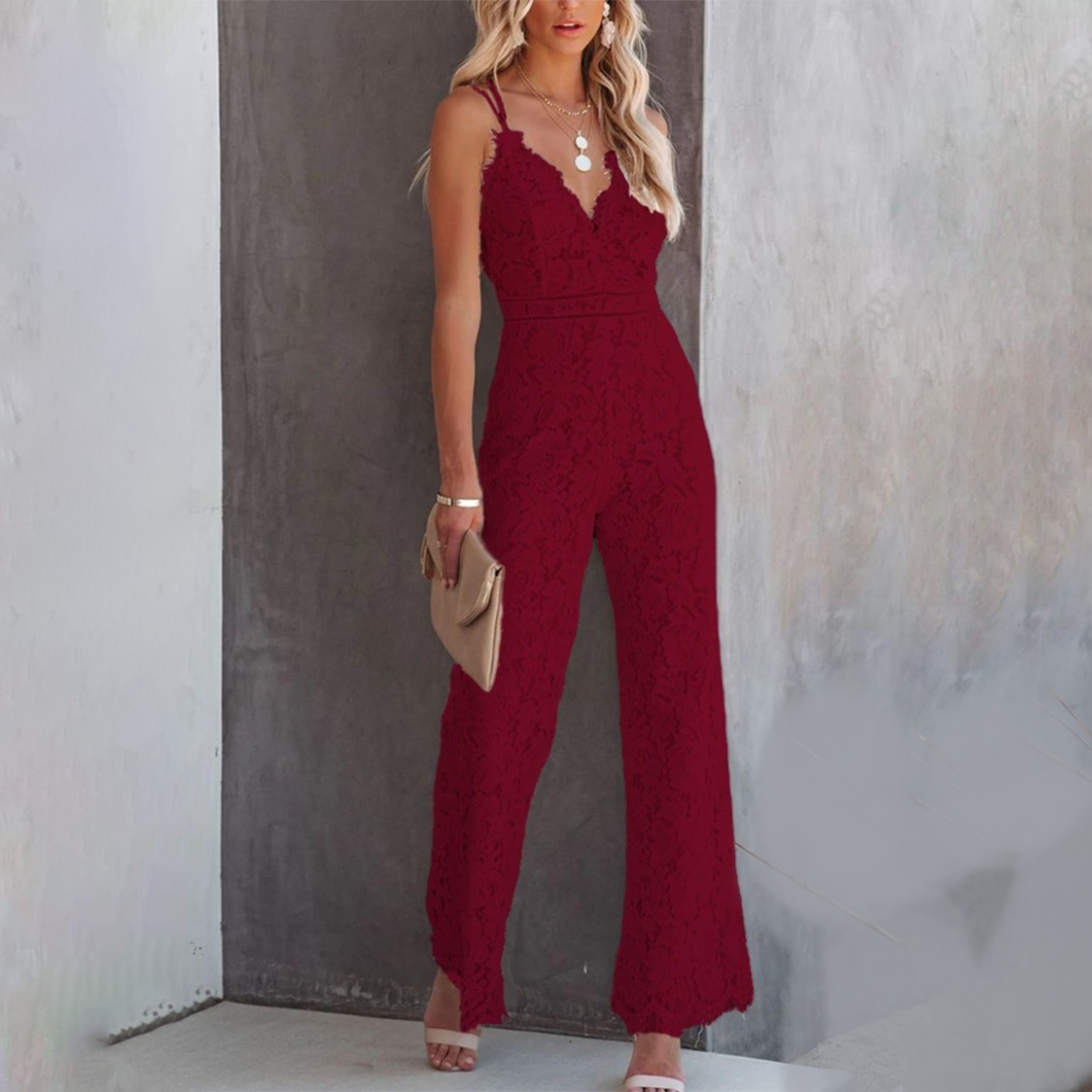 Nordic Flair Elegant Lace Jumpsuit For Women With V Neck And Tailored Waist