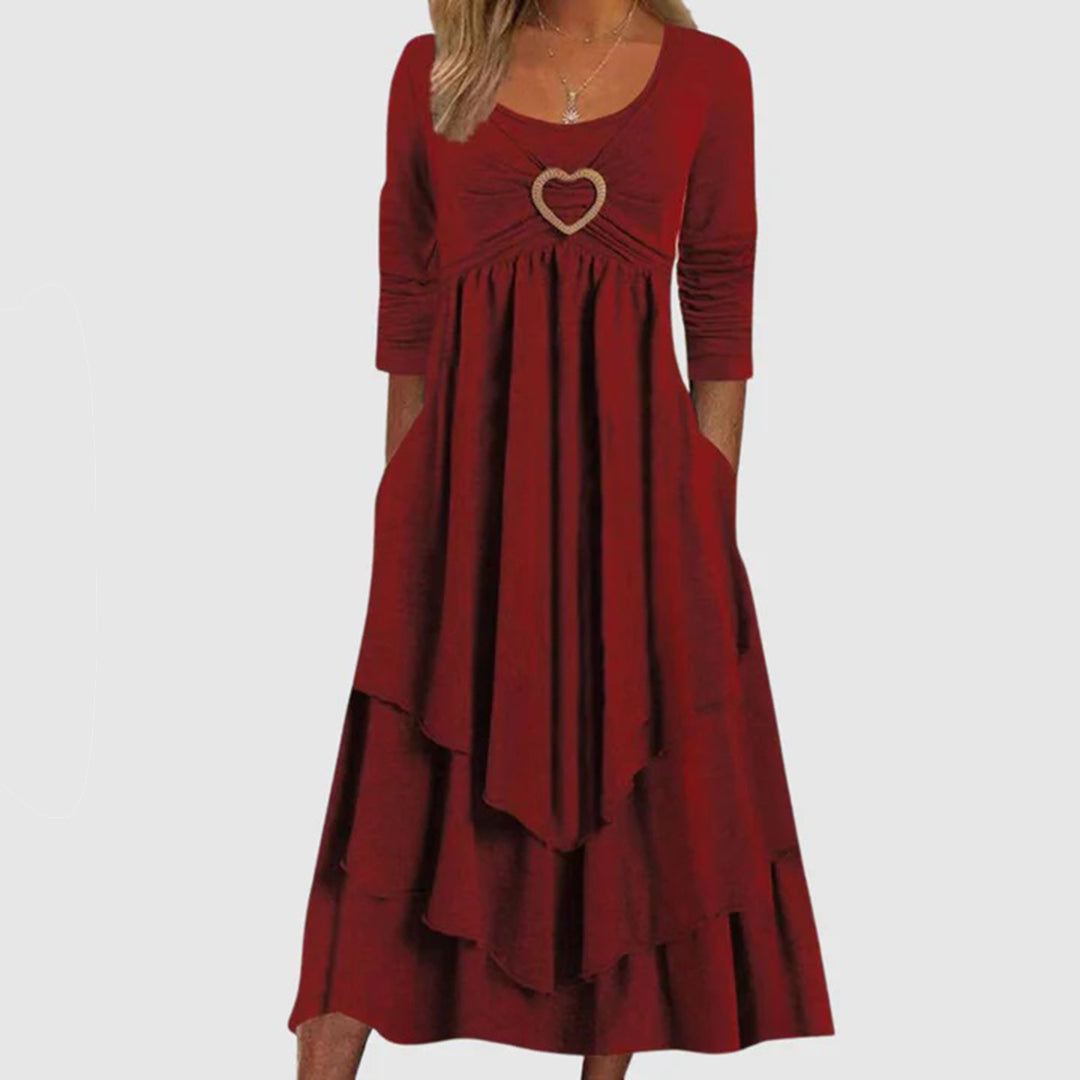 Street-Wave Womens Maxi Dress With Layered Design And Sweetheart Neckline