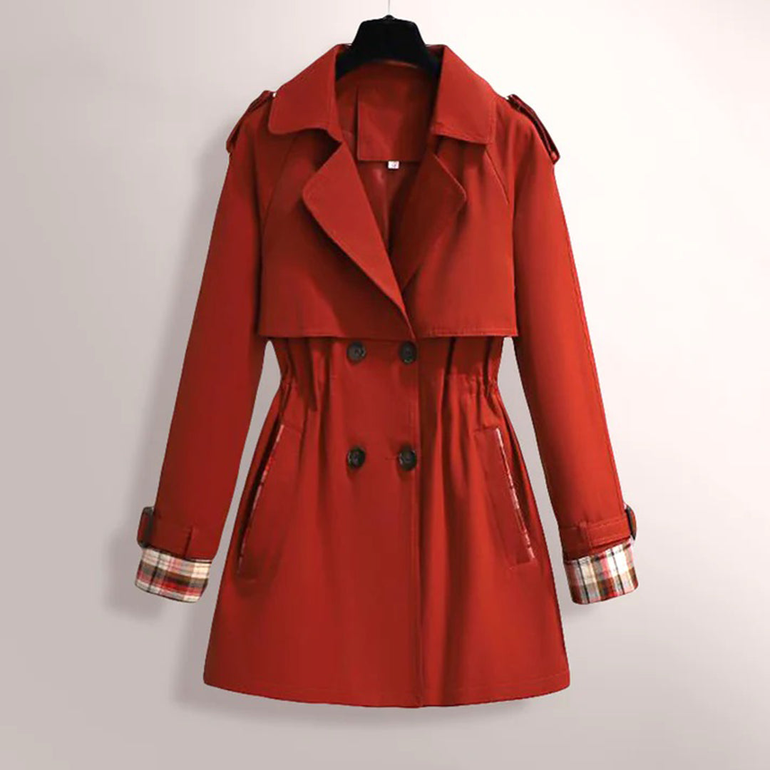 Streetwave Emilia Elegant Trench Coat For Women With Timeless Style Durable Polyester Plaid Lining