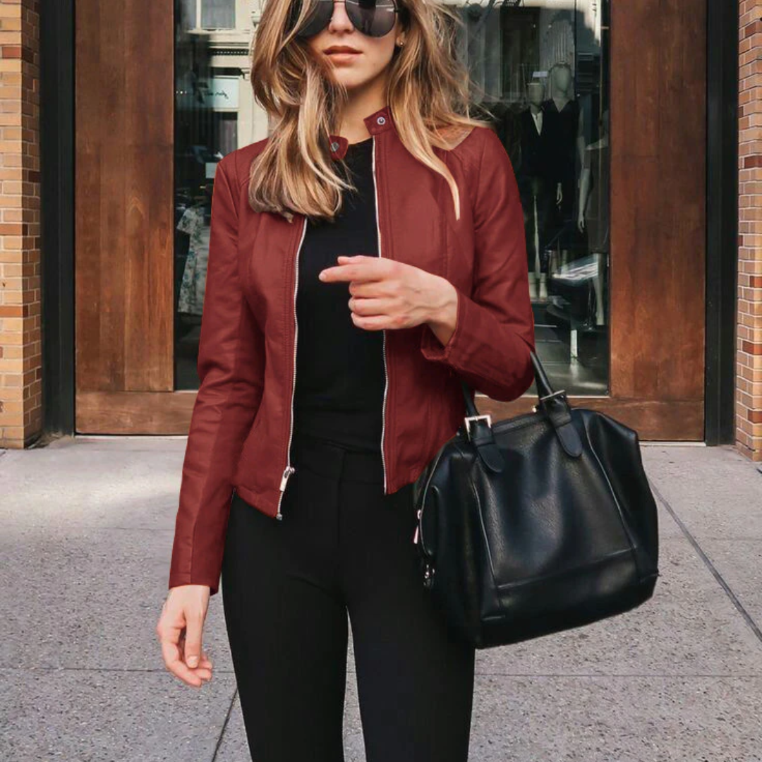 Street-wave PU Leather Bike Jacket For Women, Trendy, Warm All Season Comfort For Urban Riders