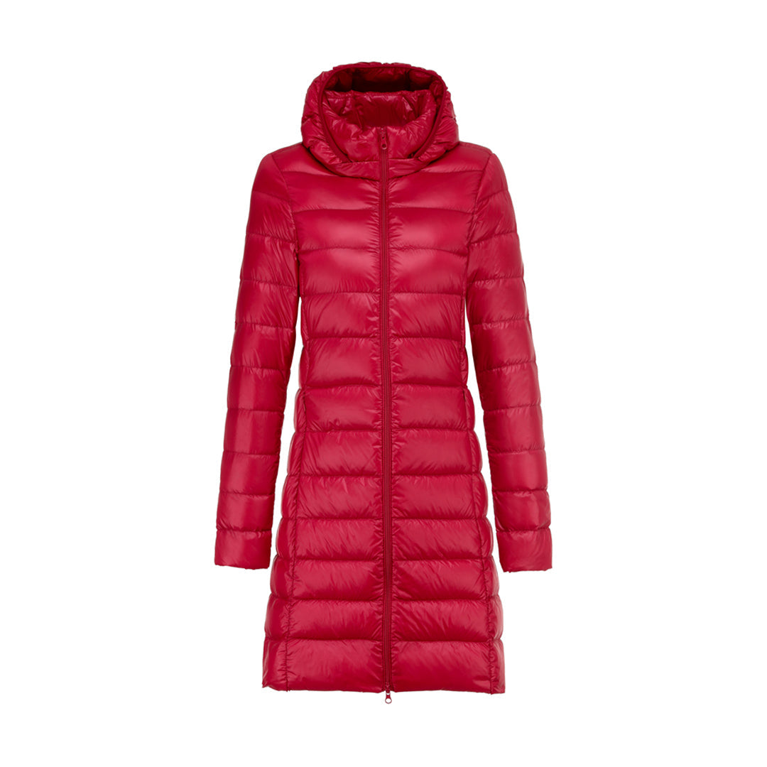 Street-Wave Women's Long Hooded Puffer Jacket Quilted Warmth for Winter Layering